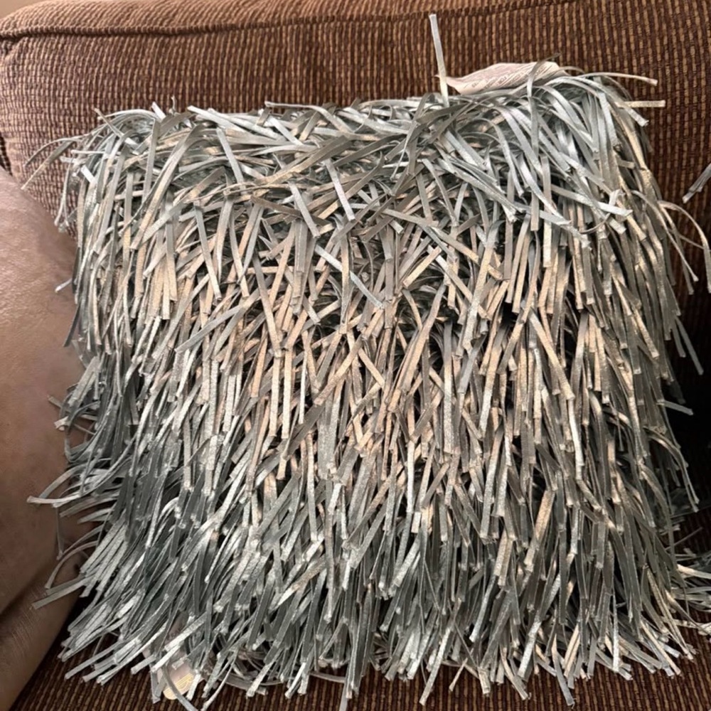 Shaggy Silver blue  Throw Pillows - Picture 2 of 3